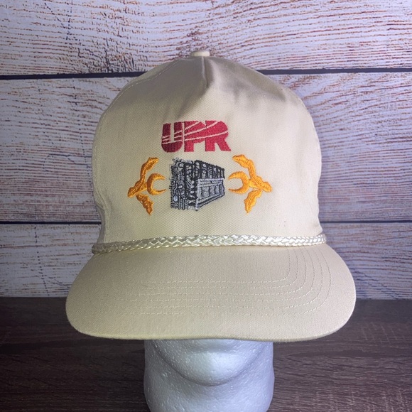 Vintage Mens 80’s UPR High Performance Compression Team Hat EUC Yellow - Picture 1 of 8